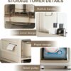 Toilet Side Storage Cabinet, Narrow Bathroom Floor Cabinet with 4 Drawers and Casters Freestanding Slim Drawer Storage Tower Easy Pull Handle for