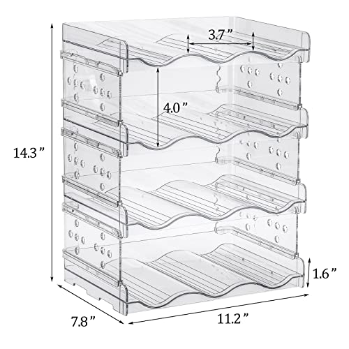 acDesign Stackable Water Bottle Organizer for Cabinet, Pantry, Freezer Clear Bottle Organizer for Cabinet 4Pack, Hold 12 Bottles