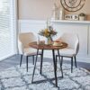Rolanstar Dining Table Rustic Round Table with Metal Legs for Kitchen Living Room Coffee Table Bristro Table for Cafe/Bar
