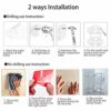 Laimew No Drill Bathroom Corner Shelves Aluminum Glossy Rustproof Adhesive Shower Shelf with Hooks