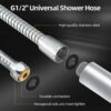 Frap Universal High Pressure Shower Head, 1.5m Stainless Steel Hose, Powerful 5 Mode Function, Easy-Cleaning Silicone Nozzles, Quick Installation