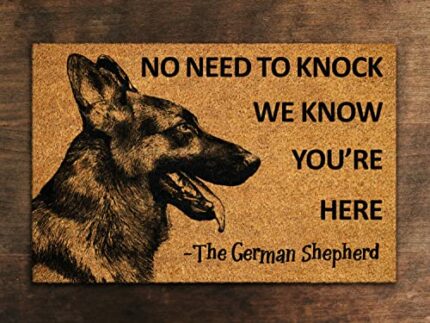 The German Shepherd Door Mat, We Know You are Here Spring Door Mats, Funny German Shepherd Doormat, Welcome German Shepherd Mats Home Kitchen Doo