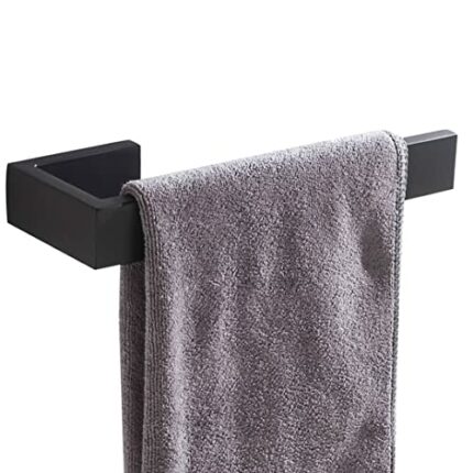 Hallyware Towel Rail Bathroom Kitchen Hand Towel Ring Holder Wall Mounted SUS 304 Stainless Steel 20 CM, Matt Black