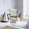 Hand Towel Holder Stand for Bathroom Vanity Countertop (Silver Brushed Square Base)