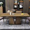 Dining Table, Solid Wood Dining Table and Chair Combination of 9 Pieces Square Dining Set Kitchen Furniture 160 x 90 x 76 cm, 1 Table 6 Chairs