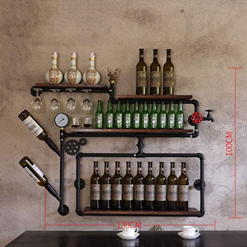 MiroDo Rustic Wall Mounted Wood Wine or Liquor Bottle Storage Holders Stemware Racks Organizer| Glass Holder Bar Wall Mount Wall Wine Bottle Disp