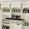 SUCHETA Hanging Wine Rack with Glass Holder and Shelf, Wine Rack Ceiling Wine Racks, Hanging Wine Glass Holder, Upside Down Home Wine Holder, Win
