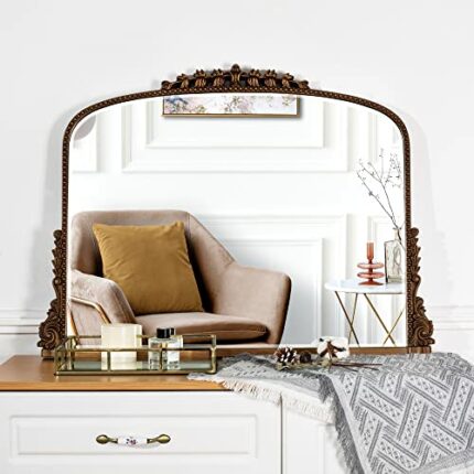 SHYFOY 36" X 23" Antique Mirrors for Wall Decor Baroque Scalloped Top, Vintage Wall Mirror Gold Decorative Mirrors for Living Room Entryway Bathr