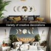 Acrylic Moon Phase Mirror, 5 Pieces Nordic Style Wood Decorative Mirror Moon Phase Mirror Bedroom Acrylic Mirror, Scandinavian Natural Decor 3D M