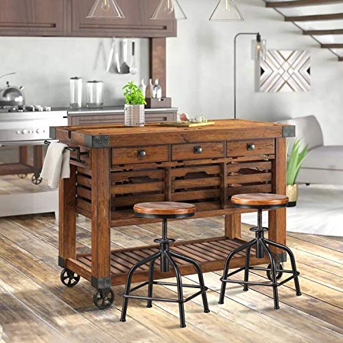 Topower Farmhouse Kitchen Stool, Industrial Counter Stool, Kitchen Deco Round Seat Standard Height Adjustable Swivel Bar Stools Indoor House Desi