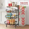 UMDONX Vegetable Storage Rack,kitchen Trolley,Vegetable Trolley on Wheels,4 Tier Kitchen Vegetable Storage Trolley Black Metal 15.4"*12.2"*34.44"