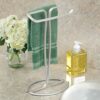 mDesign Standing Towel Rack – 2-Sided Small Towel Stand for Handtowels and Facecloths – Bathroom Towel Rack for Storing and Drying Towels – Light