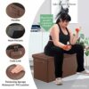 Fireproof Ottoman Storage Box Folding Padded Bench for Living Room Storage Stool Footstall Chest with Comfortable Lid,76x38x38cm,80L Capacity,Hol