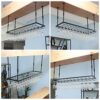 Suspended Ceiling Wine Rack Stylish Simplicity Industrial Retro Metal Wrought Iron Living Room Display Inverted Glass Wine Glass Goblet Bracket A