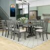WALNUT 9 Piece Vintage Style Dining Table Set 78" Wooden Rectangular Dining Table And 8 Dining Room Chairs