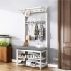 Coat Rack with Bench Coat Racks with 10 Hooks Metal Frame Coat Rack with Bench Coat Rack with Bench for Hallway, Entryway, 80/100 * 33 * 172cm (8