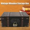 Decorative Treasure Jewelry Chest, Chest Box Case Vintage Wooden Jewelry Box, Treasure Jewelry Chest Treasure Chest, for Books Jewelry Home(#1)