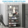 Coat Rack Stand with Shoe Rack, Free Standing Coat Stand with 8 Hooks, Free Standing Hall Tree, Shoe Rack with Coat Hanger for Hallway, Entryway,