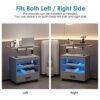 dnbss LED Nightstand with Charging Station & Sockets, Smart Bedside Table, Modern Night Stand for Bedroom, Large Side End Table, Laptop Tray Work