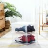 4Pcs Stackable Shoe Containers, Shoe Storage Organisers, Shoe Boxes, Clear Shoe Storage Dustproof Transparent Boxes, Stackable Shoe Containers, T
