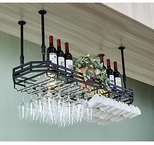 OUSIKA Wine Racks,Wall Mounted Wine Rack Hanging Wine Glass Rack Bar Creative Wine Rack Upside down Goblet Rack Ceiling Decoration Shelf for Bars