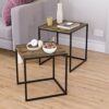 Vida Designs Brooklyn Nest of Tables 2 Piece Set Coffee Side End Tables Industrial Rustic Living Room Furniture (Dark Wood)