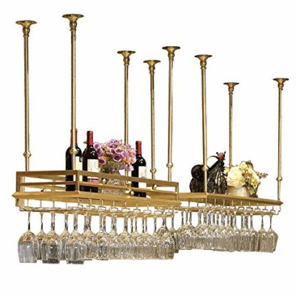 PIBM Fashion Creative Wall Mounted Wine Rack, Wood Wine Rack for Wine Bottles & Stemware Glasses, with 4 Goblet Holder | Home & Kitchen Décor | S