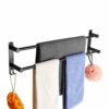 Towel Rails Wall Mounted Adjustable Towel Bars Stainless Steel Self Adhesive Towel Rack With Hooks 43-78CM Towel Shelves for Kitchen Bathroom (3