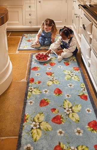 HUG RUG Runner Strawberries design, highly bsorbent Indoor Barrier Mat 65x150cm