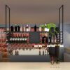 SUCHETA Wine Rack Hanging With Glass Holder And Shelf 2-Layer Storage Adjustable Iron Wall-Mounted Wine Glass Rack Ceiling Decoration Bottle Rack