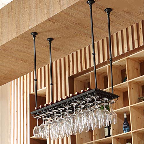 OUSIKA Wine Racks,Adjustable Metal Ceiling Industrial Hanging Wine Glass Racks Goblet Stemware Holder Decoration Shelf