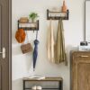 YMYNY Coat Rack Shelf Wall Mounted, Coat Hooks Set of 2, Entryway Coat Hanger with 4 Double Hooks, 31.5" Wall Floating Shelf with Hat Rack, for K