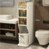 Bathroom Crevice Storage Cabinet, Floor Shelves, Free Installation, Toilet Bathroom Toilet Storage Cabinet, Washing Machine Sideboard for Small S