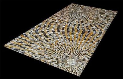 Gifts And Artefacts 36 x 48 Inches Multicolor Rectangle Shape Marble Dining Table Top Overlaid with Gemstone Kitchen Table for Home Furniture Dec
