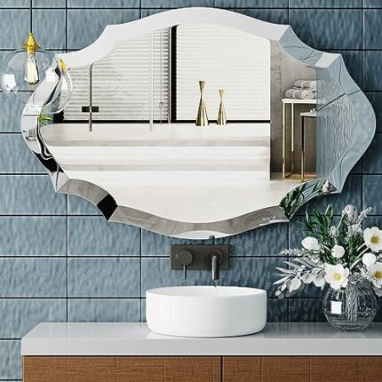 mcioor Irregular Mirror for Wall, Asymmetrical Wall Mirror for Living Room Bathroom Entryway Modern Home Decor Mirror (Octagon, 30" x 36")