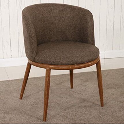 WALNUT Dining Room Chairs Nordic Style Dining Table With Chairs Set Furniture Cotton Linen Solid Wood Hotel Kitchen Restaurant Stool (Color : Bro