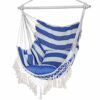 YAERSI Hammock Chair, Hanging Rope Swing Seat with 2 Cushions, Macrame Hanging Chair Side Pocket With High Load-Bearing Metal Rod, for Indoor, Ou