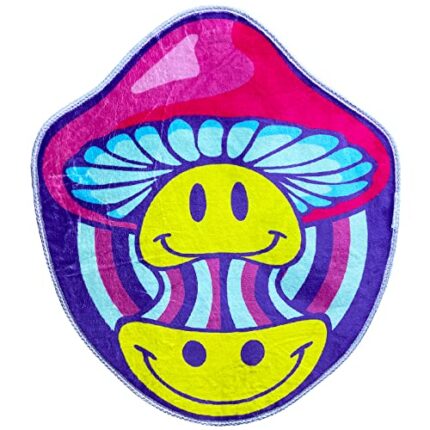 Funny Twisted Smiley Mushroom Bedroom Rug Home Decor Indoor Doormat Halloween Personality Shape Bath Rugs (32x28 Inch), Plush Soft Absorbent