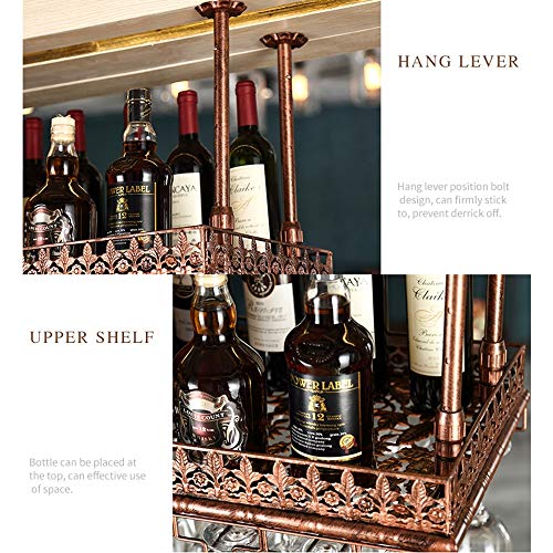 PIBM Bar Fashion Creative Wine Glass Rack Suspension Wine Rack Ceiling Wine Bottle Rack European Style Goblet Holder Ktv J1022, Copper , L100×W35