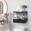 Floating Nightstand, Wood Bedside Shelf Wall Mounted with Drawer, Modern Style Bedside Table, Floating End Table, 2 Tier Floating Shelves for Bed