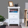 SQPFTW Fully Assembled Bedside Table with 2 Drawers - Wood No Assembly End Tables/Side Table/Nightstand/Bedside Locker for Livingroom,Bedroom,Off