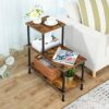 HOOBRO Narrow Side Table, Slim Bedside Table, Small Storage Side Table with 3-Tier Shelves, Industrial Sofa Side Table for Small Spaces, Living R