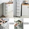 OPSREY Small Bathroom Storage Corner Floor Cabinet, Narrow Bath Sink Organizer with Drawers and Casters, Toilet Paper Organizer Cabinet