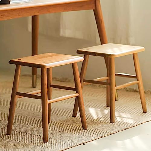 Cttasty Wood Stool, Set of 2 Wood Small Side Table, Wood Plant Stool, Wood Bar Stools, Wood Vanity Stool, Sofa End Table, 15.75" L*11.81" W*18.11