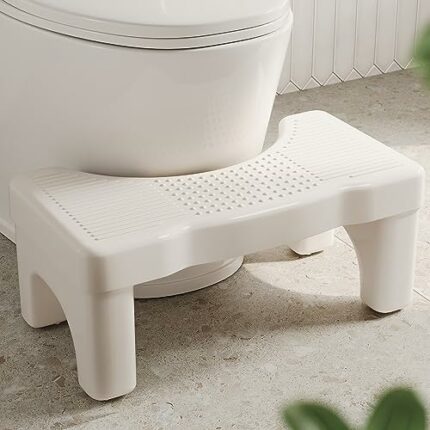 Aofure Toilet Stool Squat Adult, Portable Plastic Poop Stool for Bathroom Adults, Squatting Poop Foot Stool with Non-Slip Design, 7 Inch Potty St