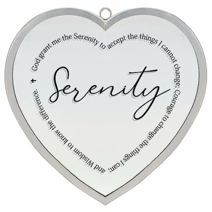 Dicksons Elanze Designs Serenity Prayer Heart Shaped Silver 12 x 12 Metal and Glass Wall Mounted Mirror