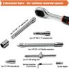 Wopeite 46 Piece Socket Wrench Set 1/4 Inch Drive Ratchet Set Chrome Vanadium Tools Set Cr-V Mechanic for Car, DIY and Repair