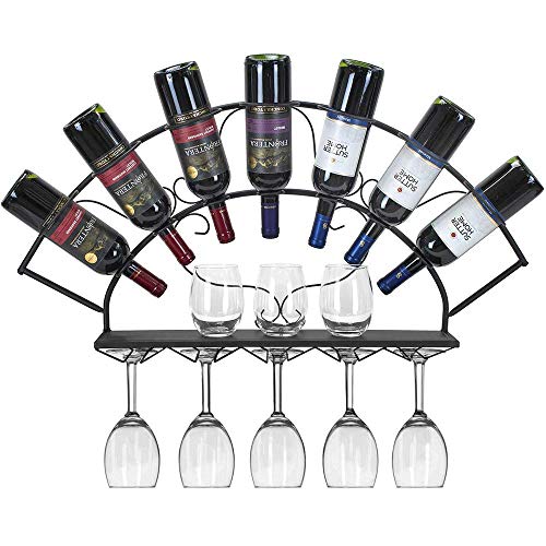 OUSIKA Wine Racks,Wall Mounted Wine Rack | Wine Bottle Holder & Wine Glass Rack | Hanging Stemware Glass Holder | Storage Rack | Ideal for Kitche