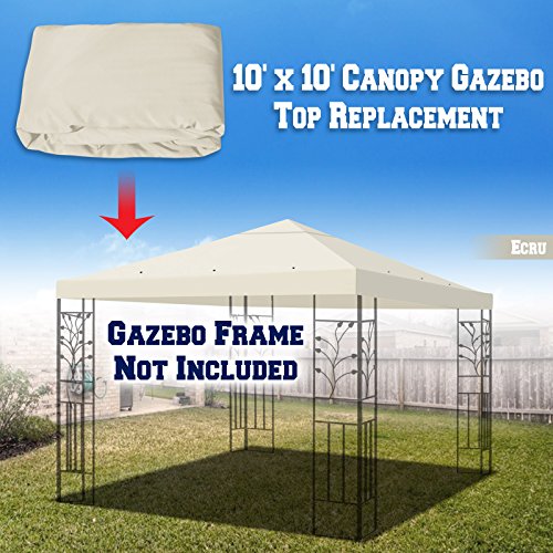 BenefitUSA Replacement 10'X10'Gazebo Canopy top Patio Pavilion Cover Sunshade Polyester Single Tier (Ecru)