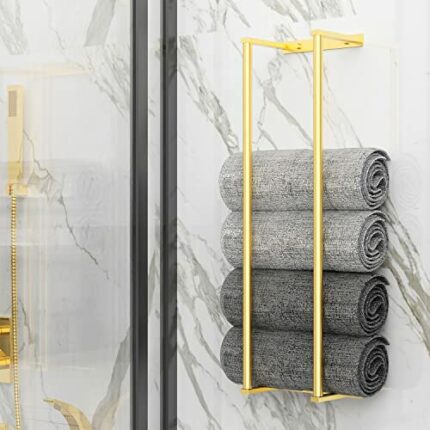 Birosnsy Towel Racks for Bathroom Wall Mounted Rolled Towel Holders Towel Storage Organizer for Small Bathroom Mounted Towel Rack Holds Hand Towe